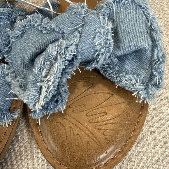 Rock & Candy Frayed Denim Bow Cute Chic Stylish Summer Casual Sandals - Picture 11 of 12